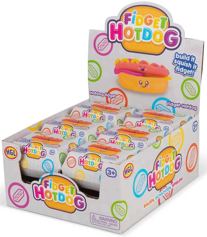 Jouet Fidget Hotdog Squishy à assembler, HGL, présentoir