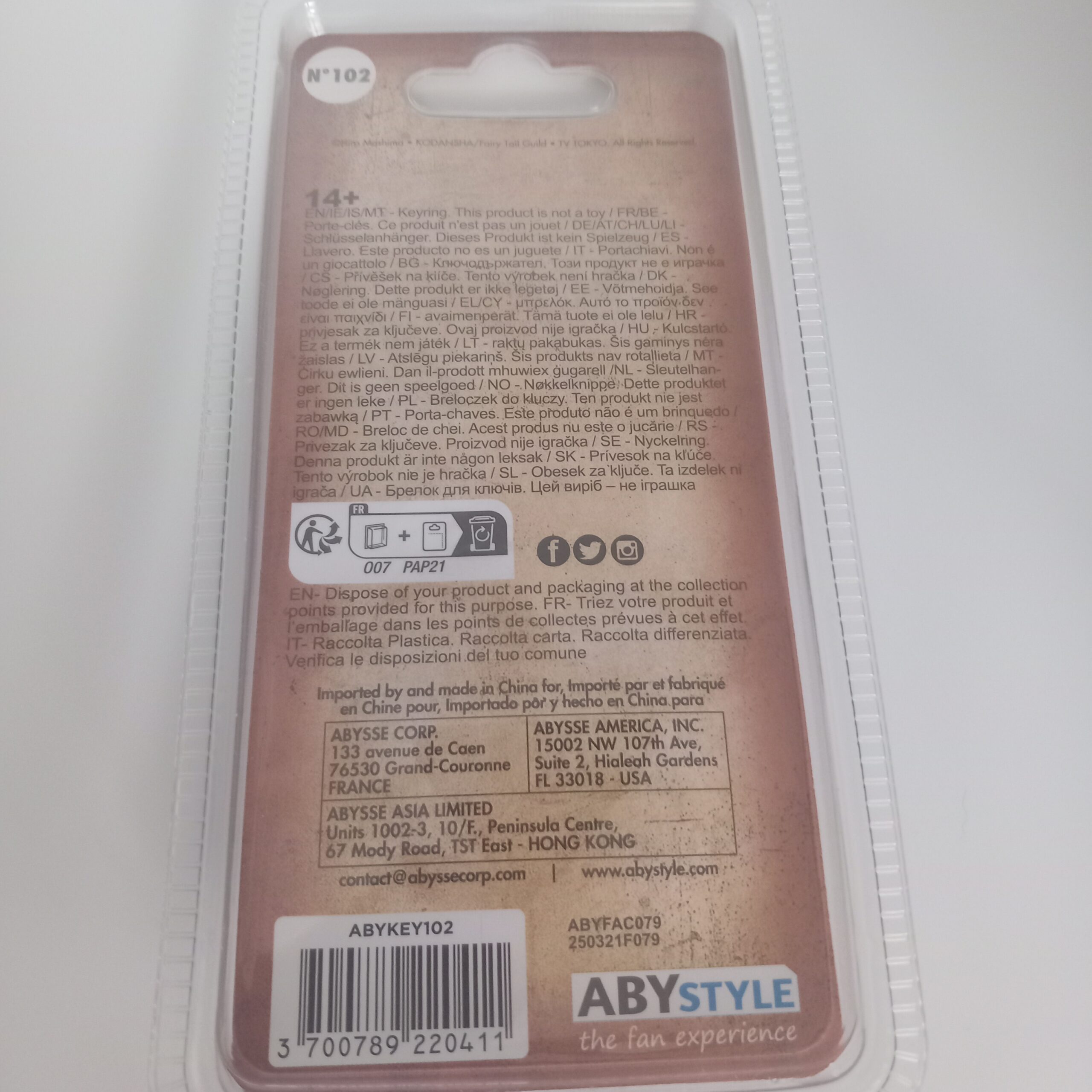 Porte-clés Happy Fairy Tail dos packaging officiel ABYstyle - Fanippon