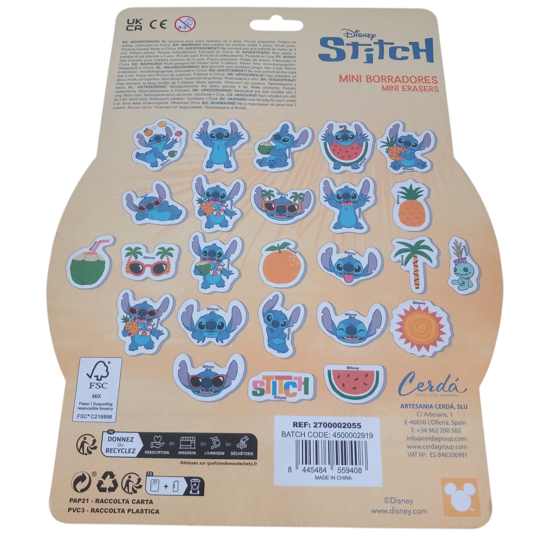 Set de 25 Mini Gommes Disney Stitch Tropical, Cerdá, Cerda, photo 3