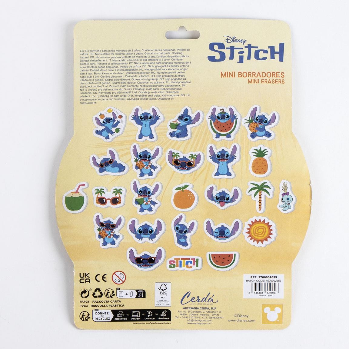 Set de 25 Mini Gommes Disney Stitch Tropical, Cerdá, vue 3 — visuel fournisseur